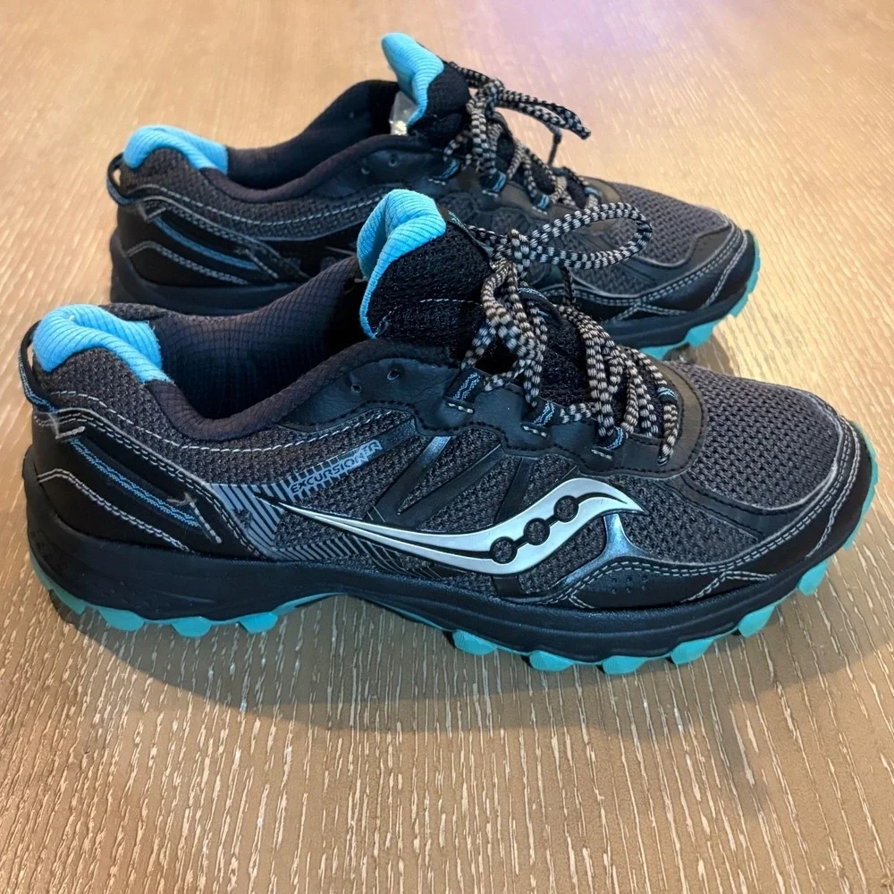 Saucony Grid Excursion TR11 Black Blue Trail Running Shoes S10392 Women's 9.5